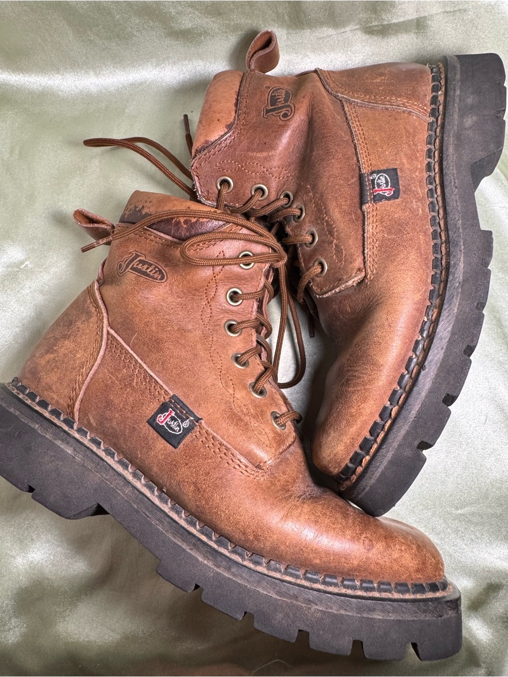 Justin Vintage Leather Lace Up Kiltie Roper Boots L0803 US Women's 6 - Picture 4 of 9